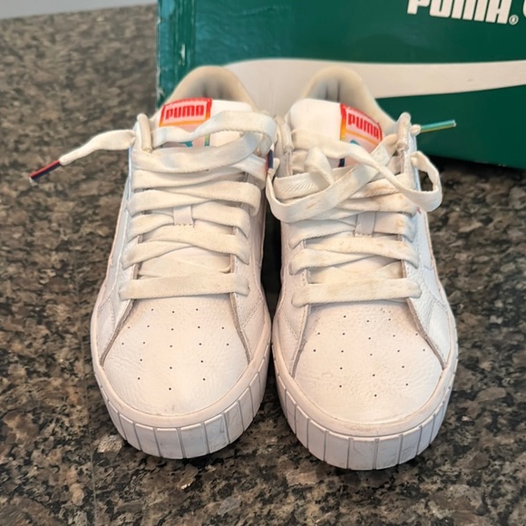 Puma call star rainbow White and Rainbow Sneakers with Platform Sole EUC 8.5 - Picture 4 of 14